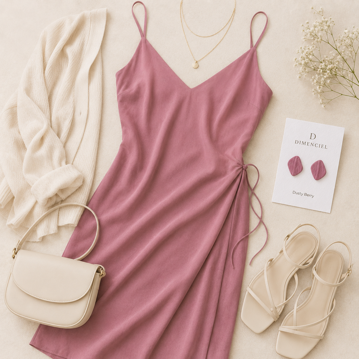 The Organic Pebble in Dusty Berry | Pebble Ear Studs