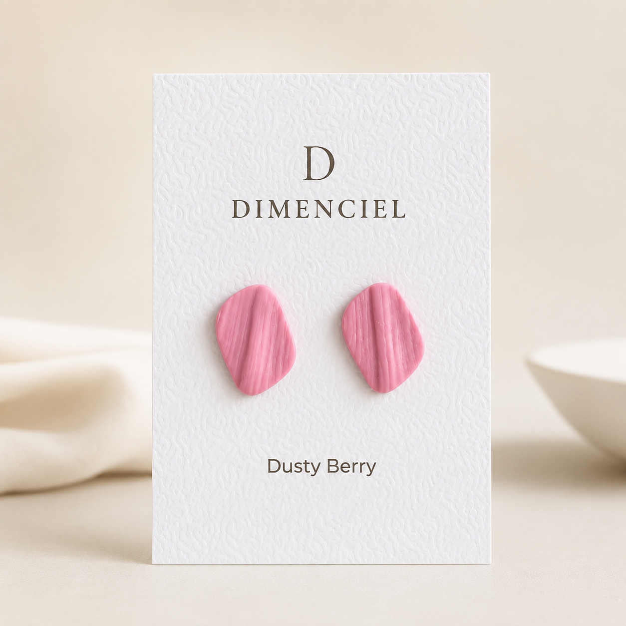 The Organic Pebble in Dusty Berry | Pebble Ear Studs