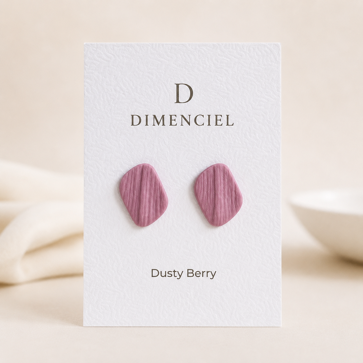 The Organic Pebble in Dusty Berry | Pebble Ear Studs