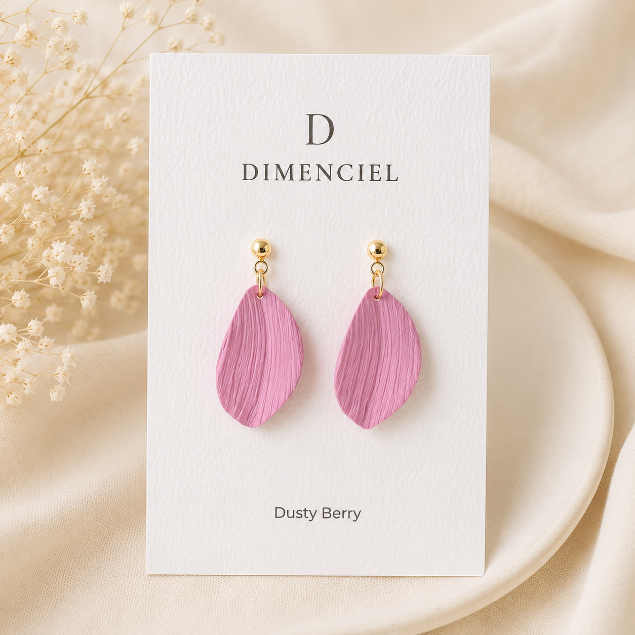 Dusty Berry Petal Drop Earrings