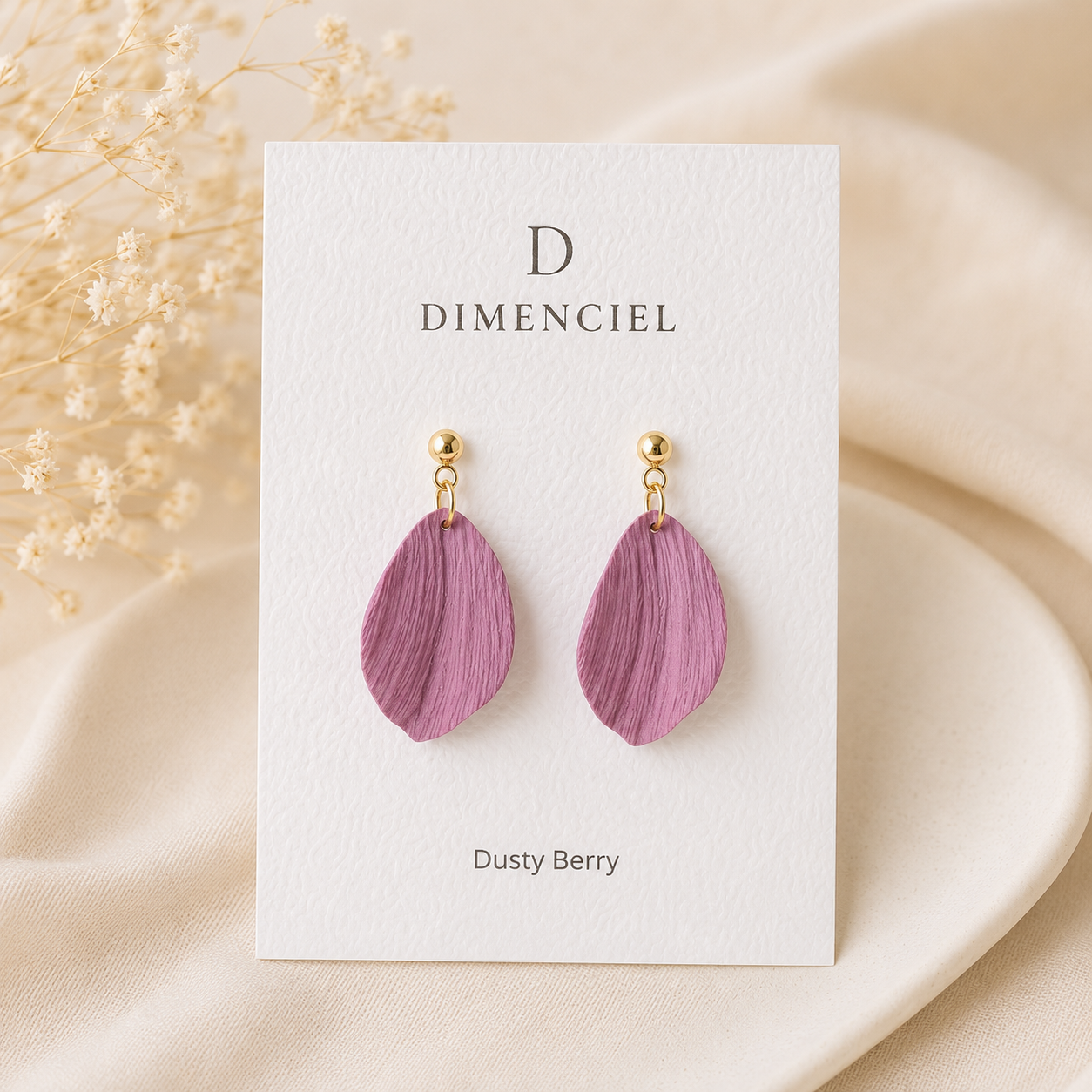 Dusty Berry Petal Drop Earrings