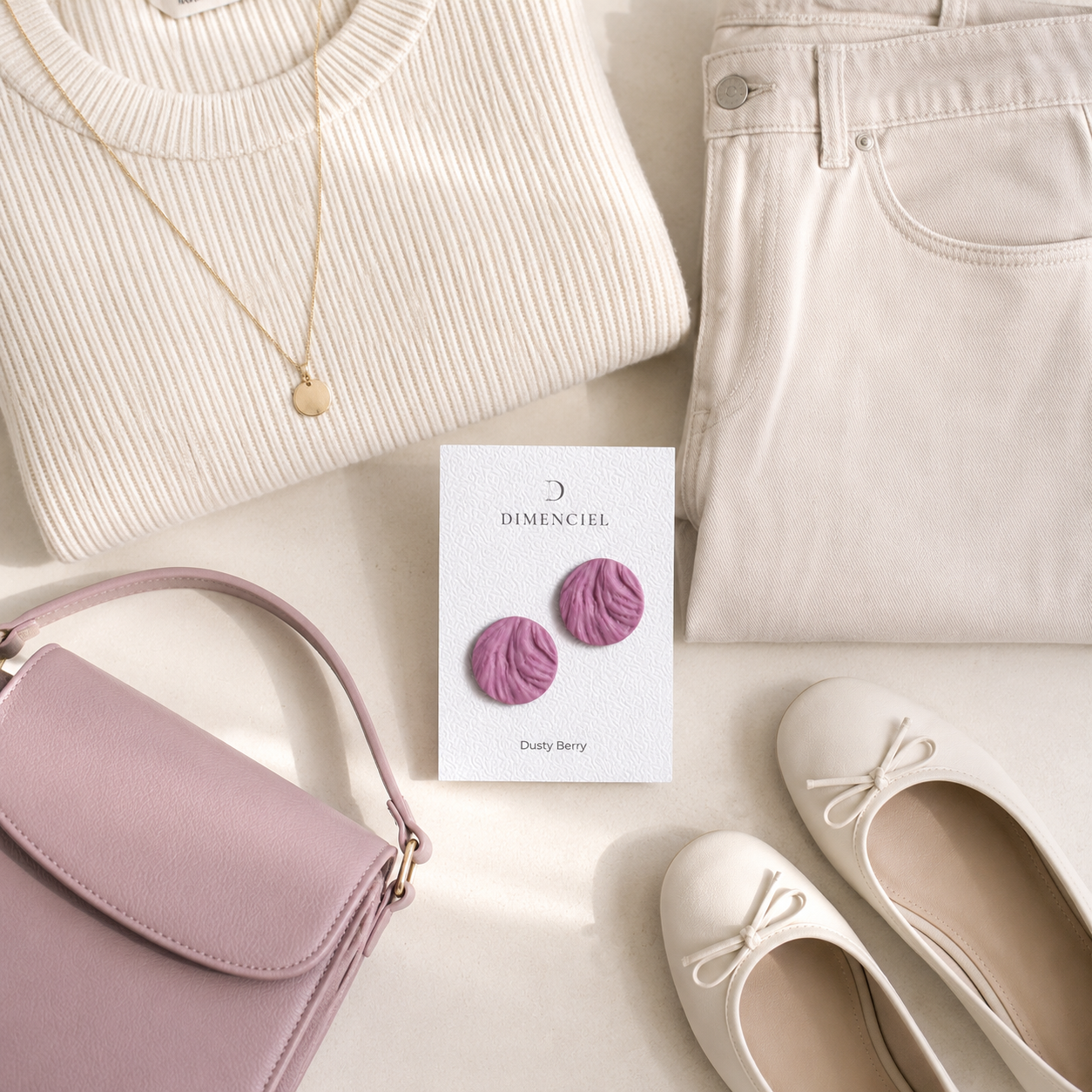 The Swirl Orb in Dusty Berry | Circle Ear Studs