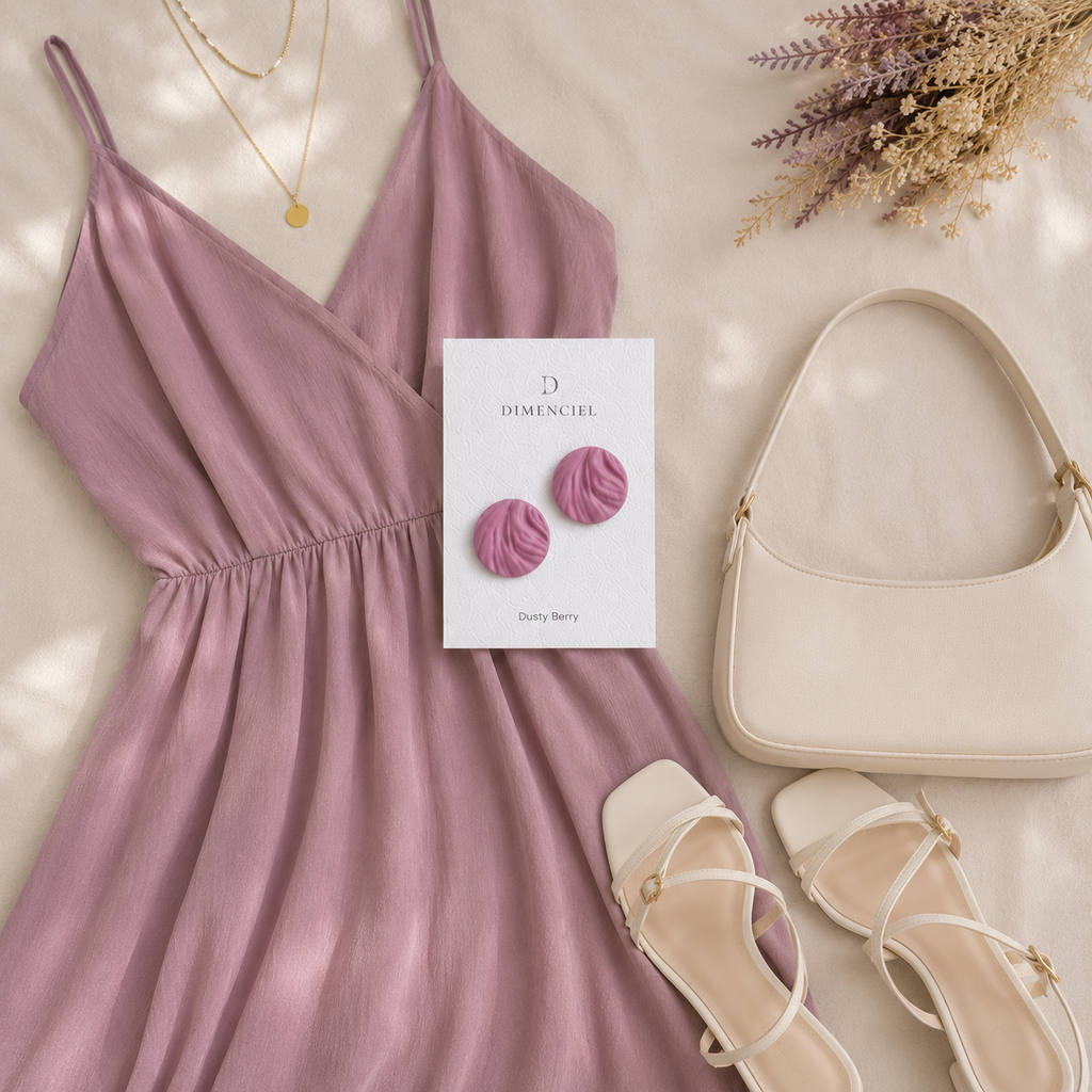 The Swirl Orb in Dusty Berry | Circle Ear Studs