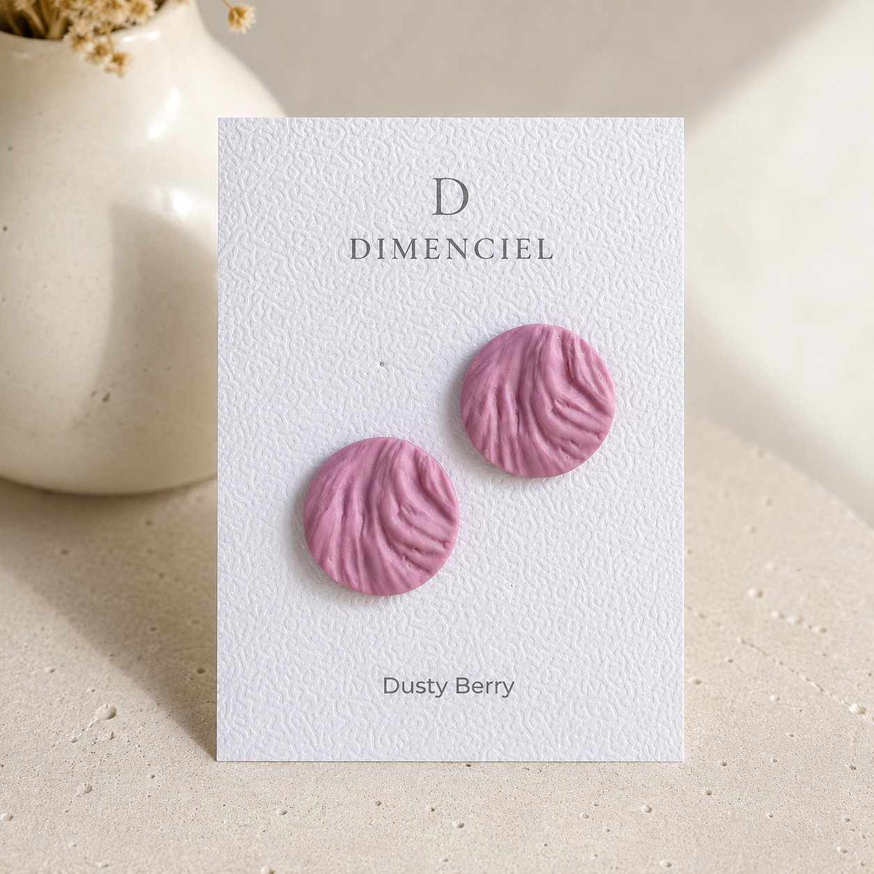The Swirl Orb in Dusty Berry | Circle Ear Studs