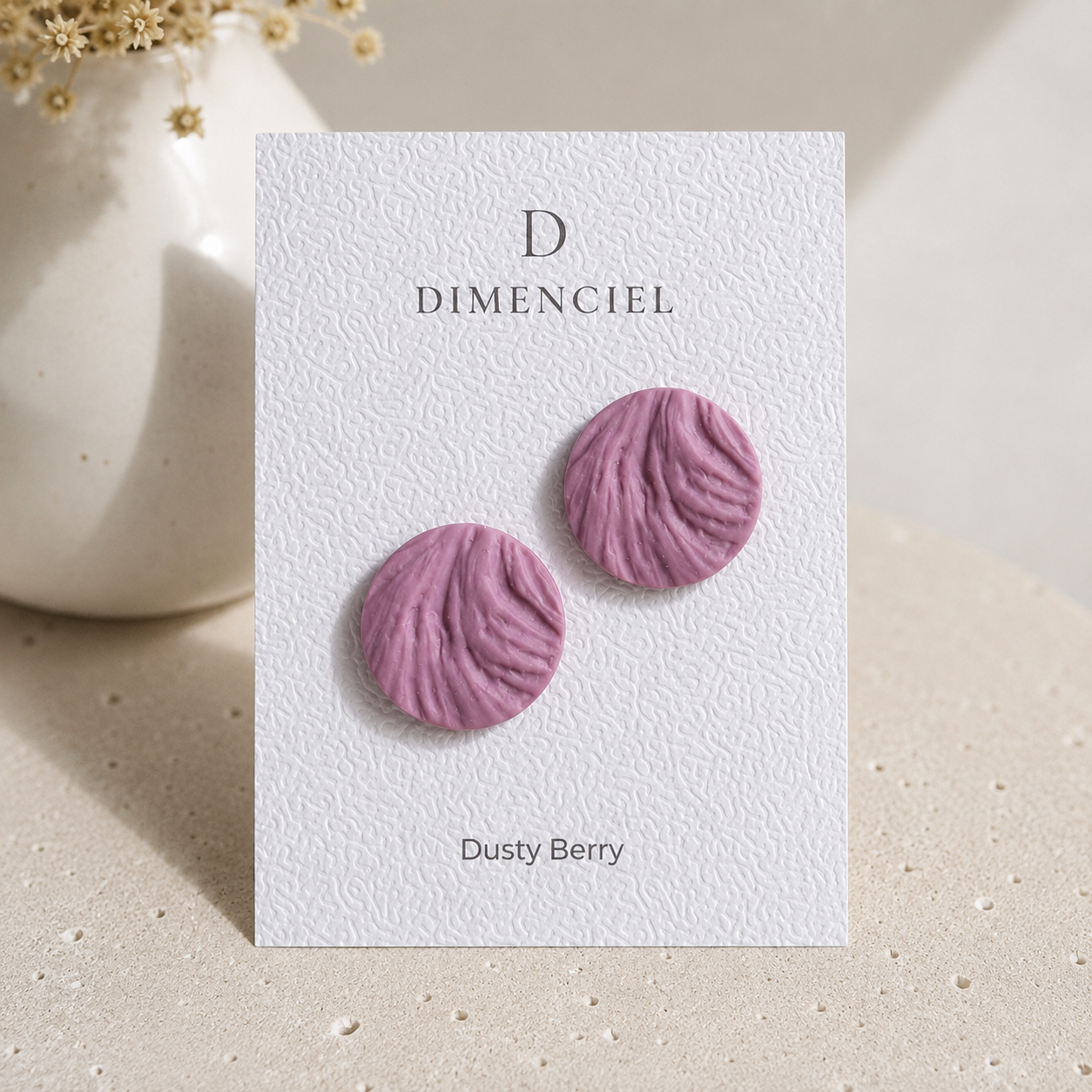 The Swirl Orb in Dusty Berry | Circle Ear Studs