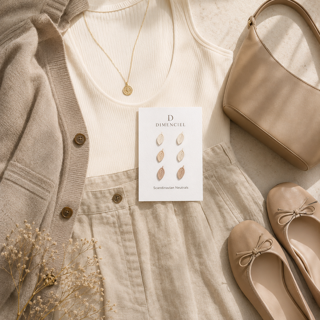 Scandinavian Neutrals Leaf Stud Set