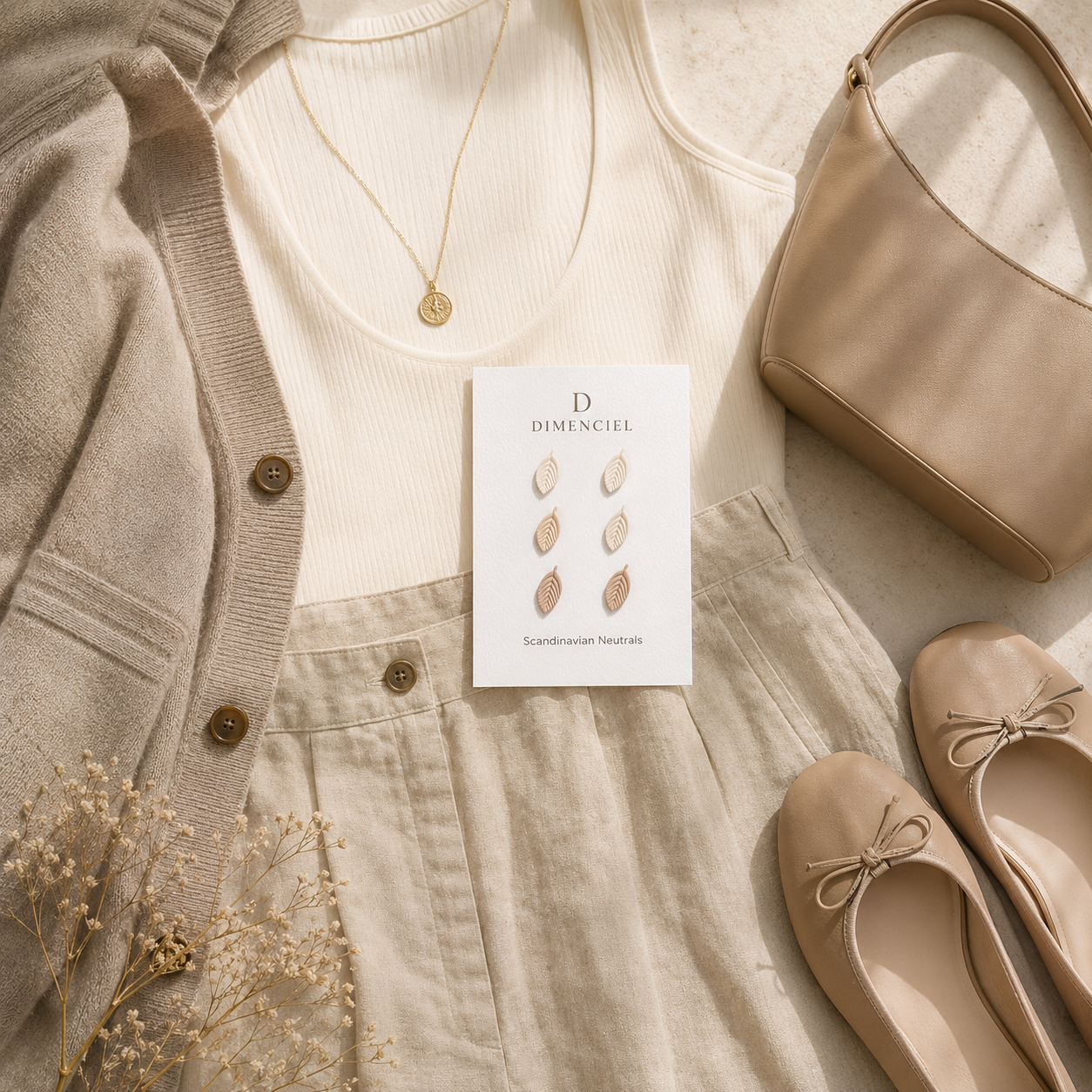 Scandinavian Neutrals Leaf Stud Set