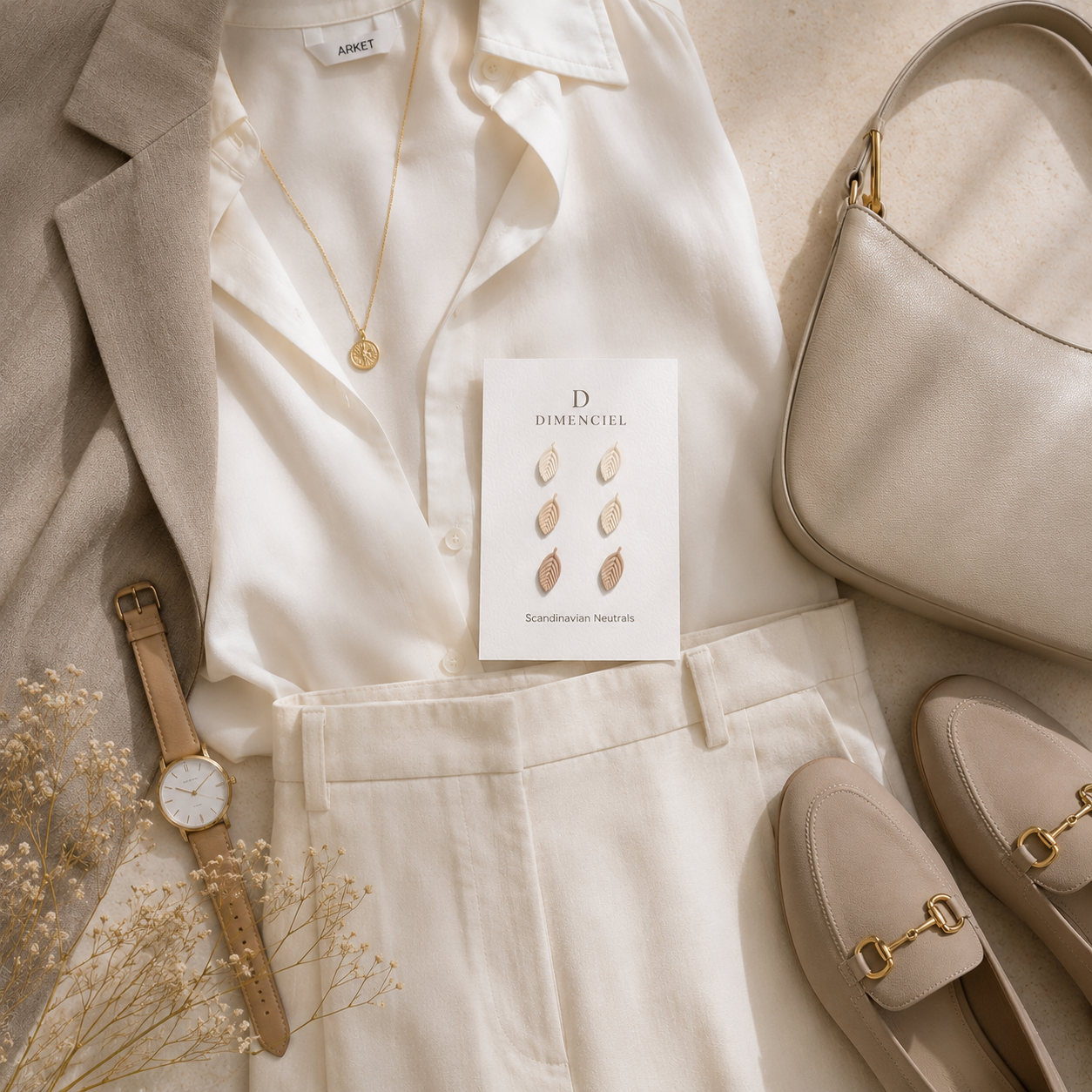 Scandinavian Neutrals Leaf Stud Set