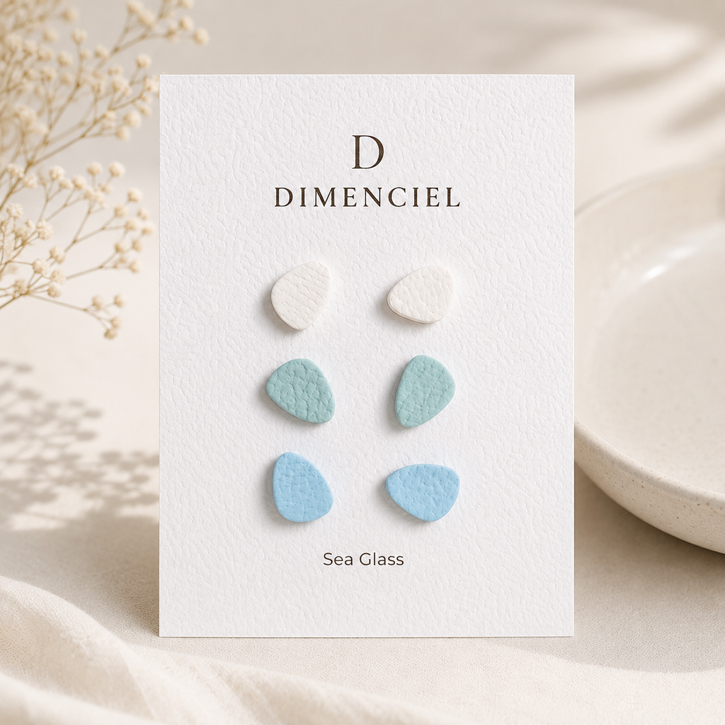 Sea Glass Pebble Stud Set