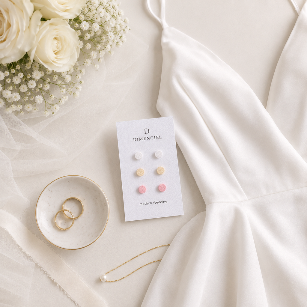 Modern Wedding Circle Ear Studs Set