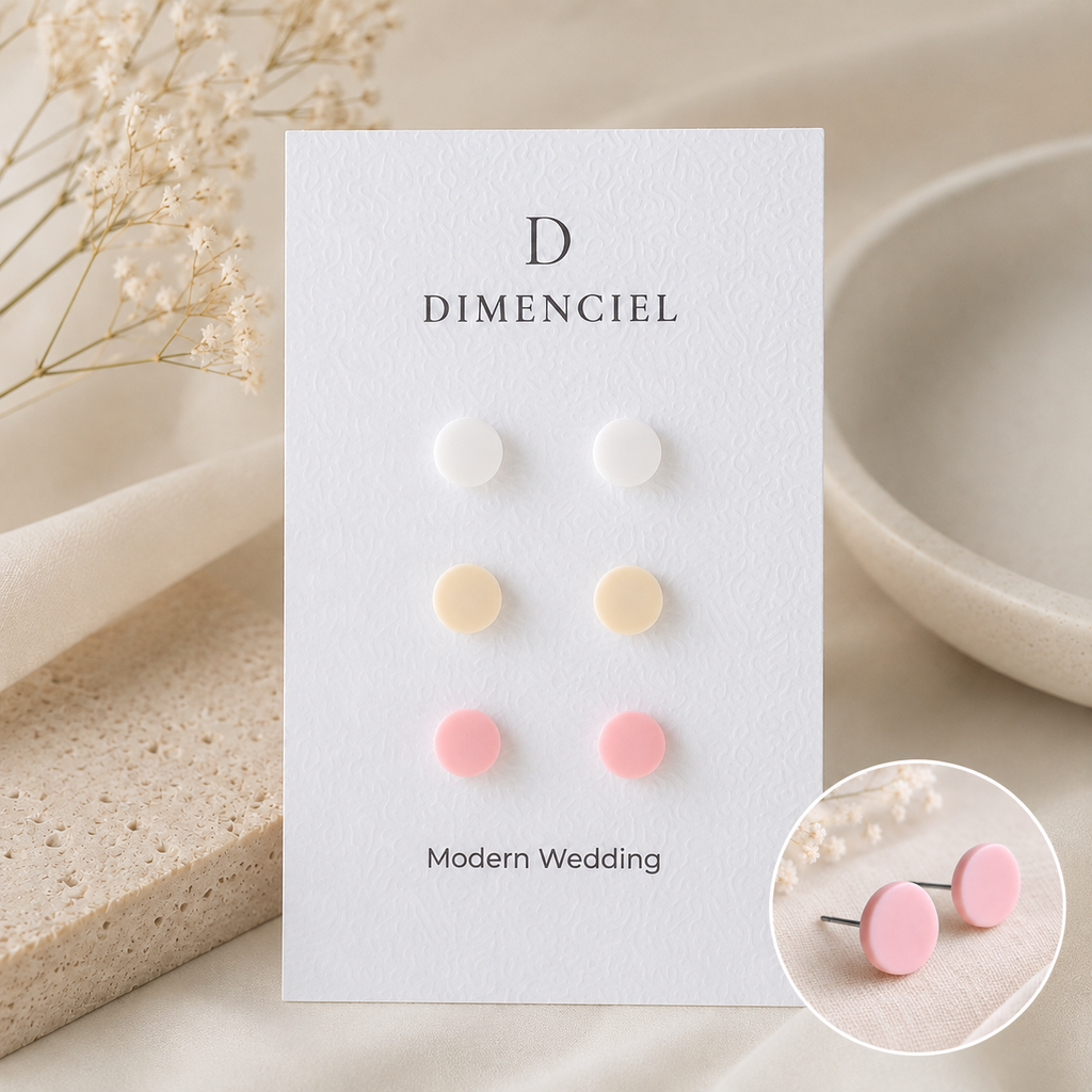 The Micro Orb Trio in Modern Wedding | Circle Ear Studs Set