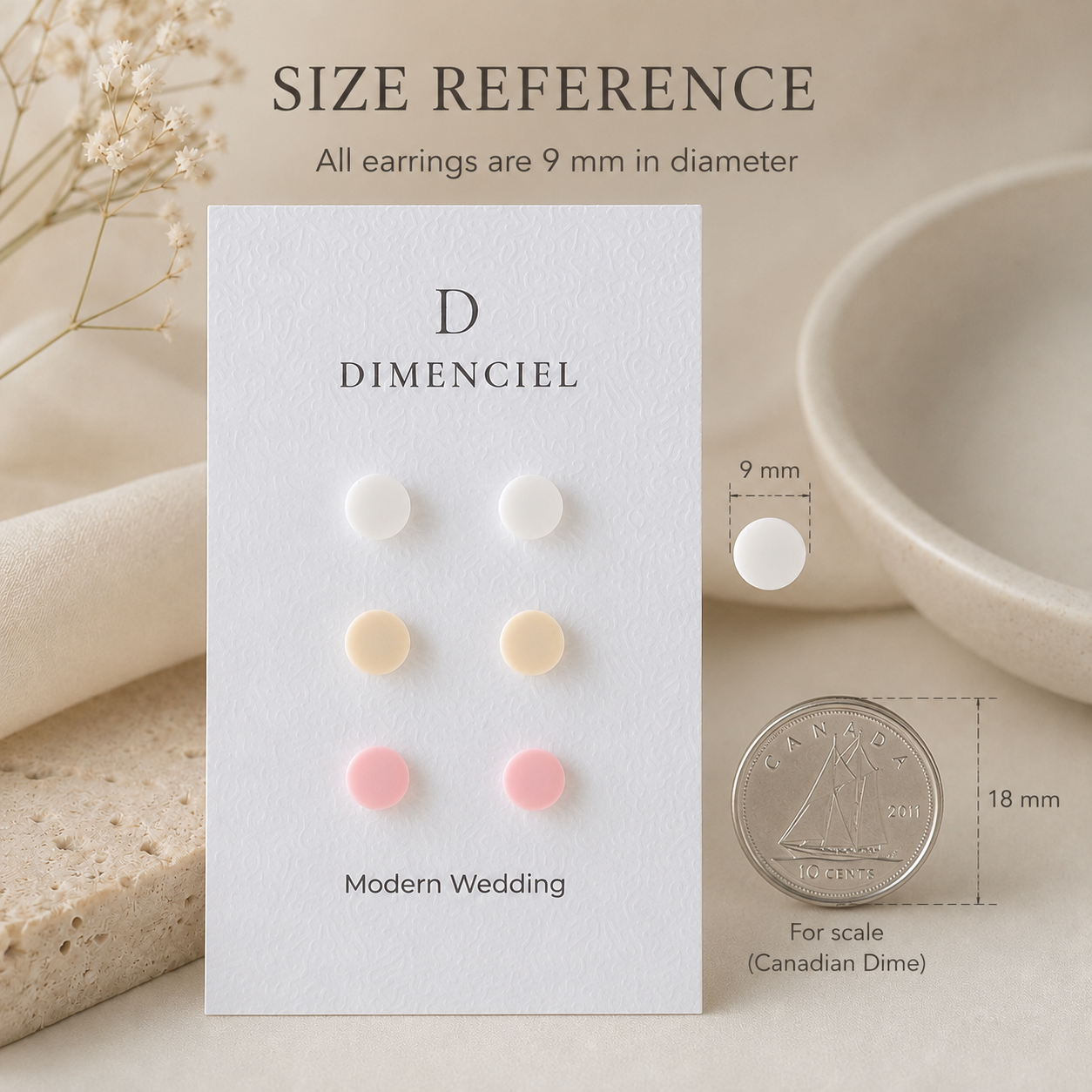 The Micro Orb Trio in Modern Wedding | Circle Ear Studs Set