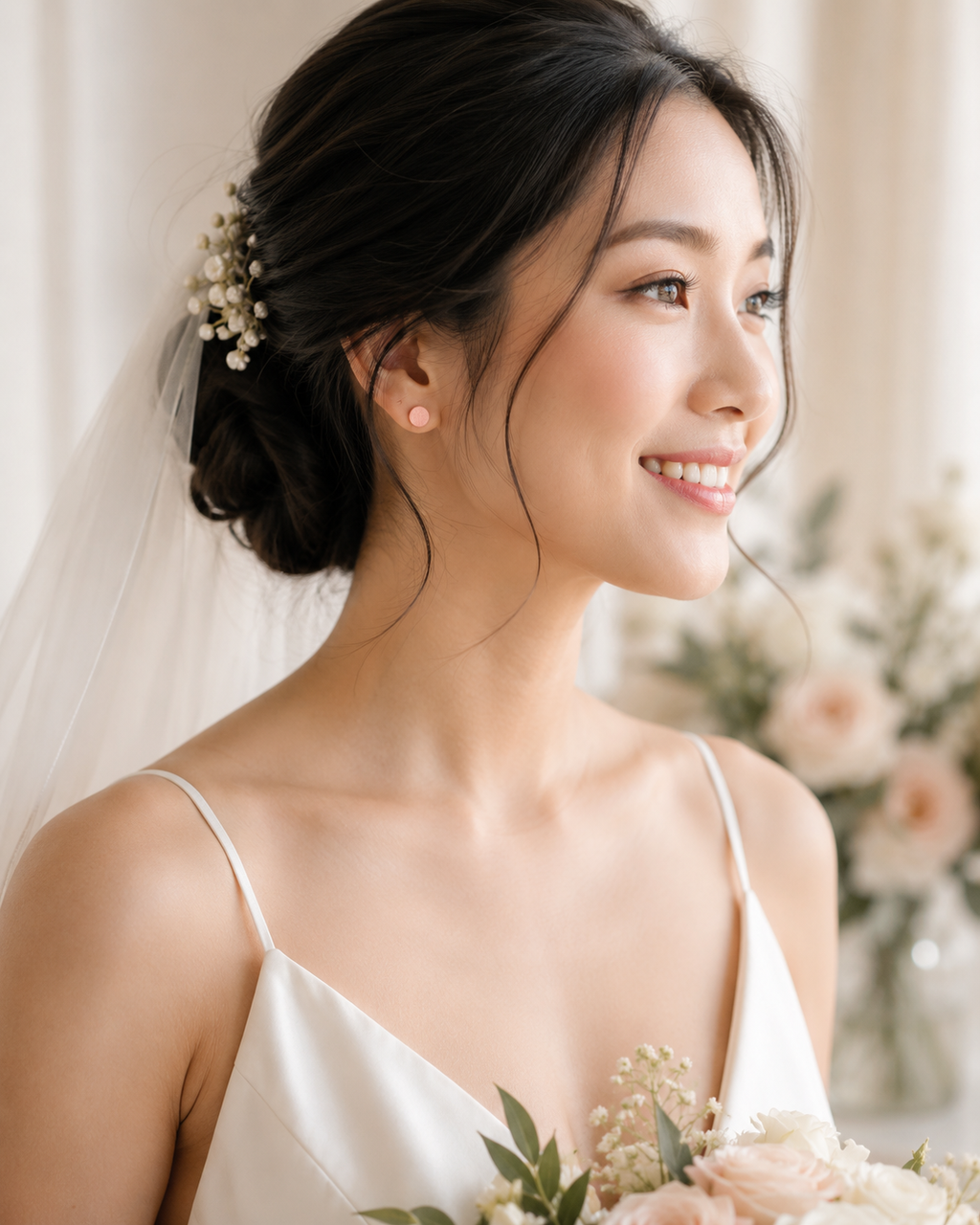 Modern Wedding Circle Ear Studs Set