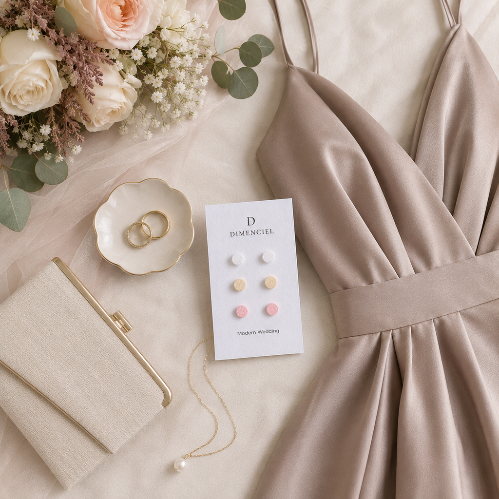 Modern Wedding Circle Ear Studs Set
