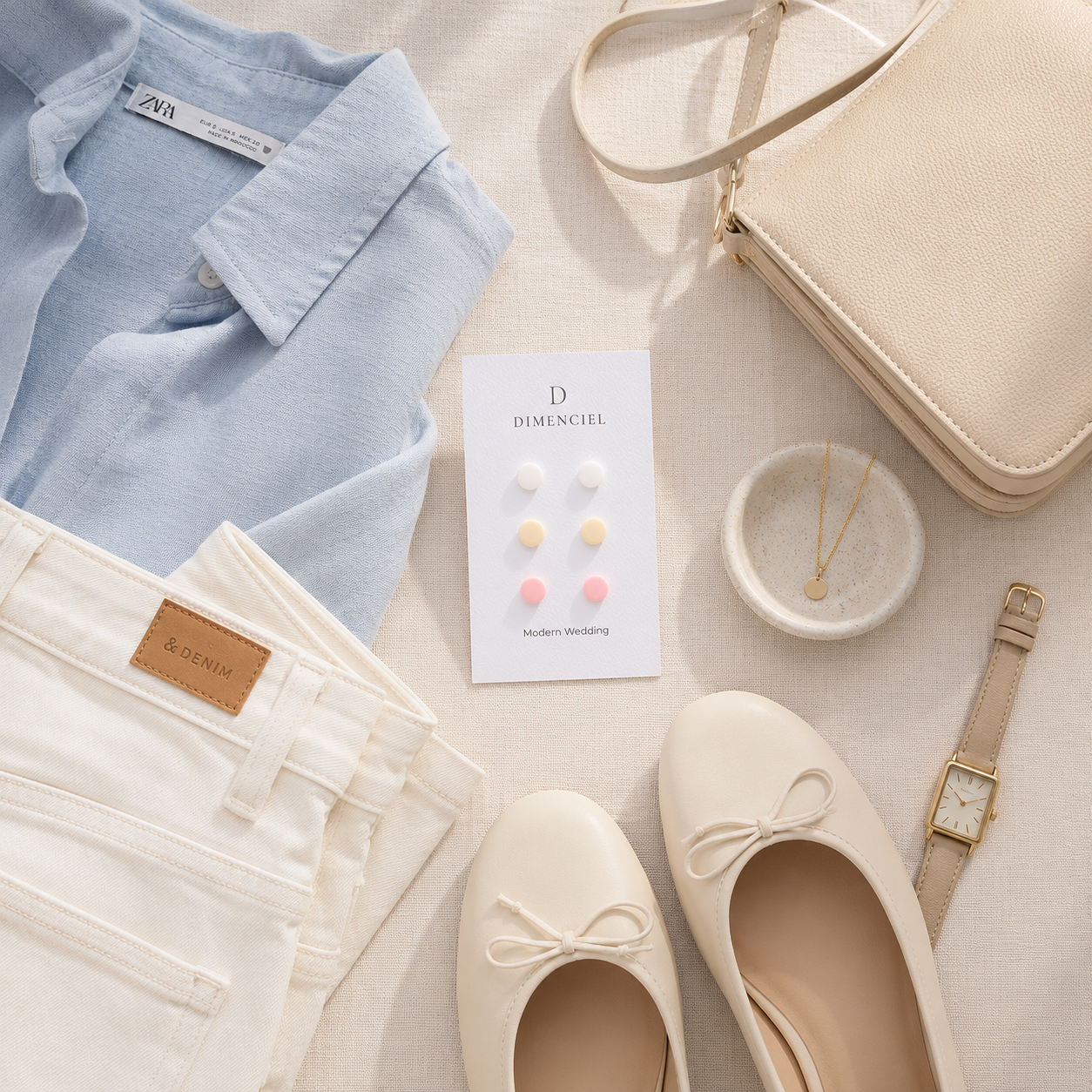 The Micro Orb Trio in Modern Wedding | Circle Ear Studs Set