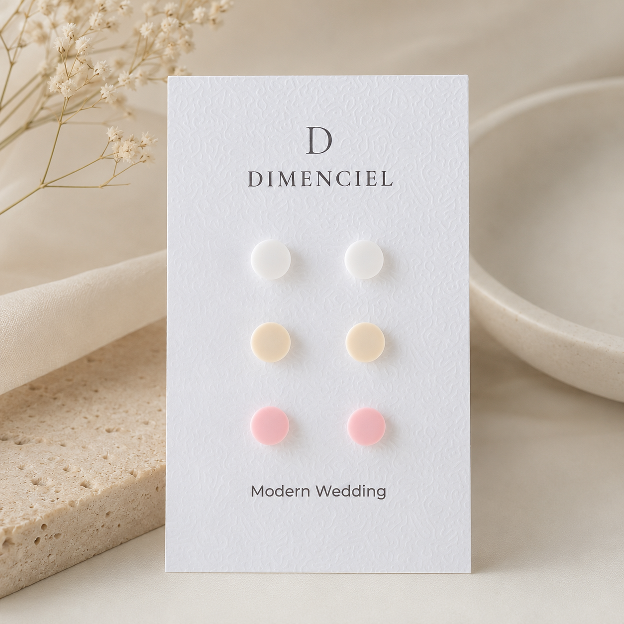 The Micro Orb Trio in Modern Wedding | Circle Ear Studs Set