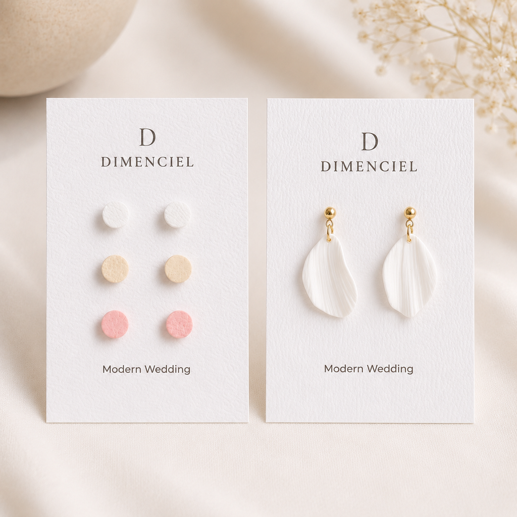 Modern Wedding Bundle — Circle Ear Studs Set and Petal Drop Earrings by Dimenciel