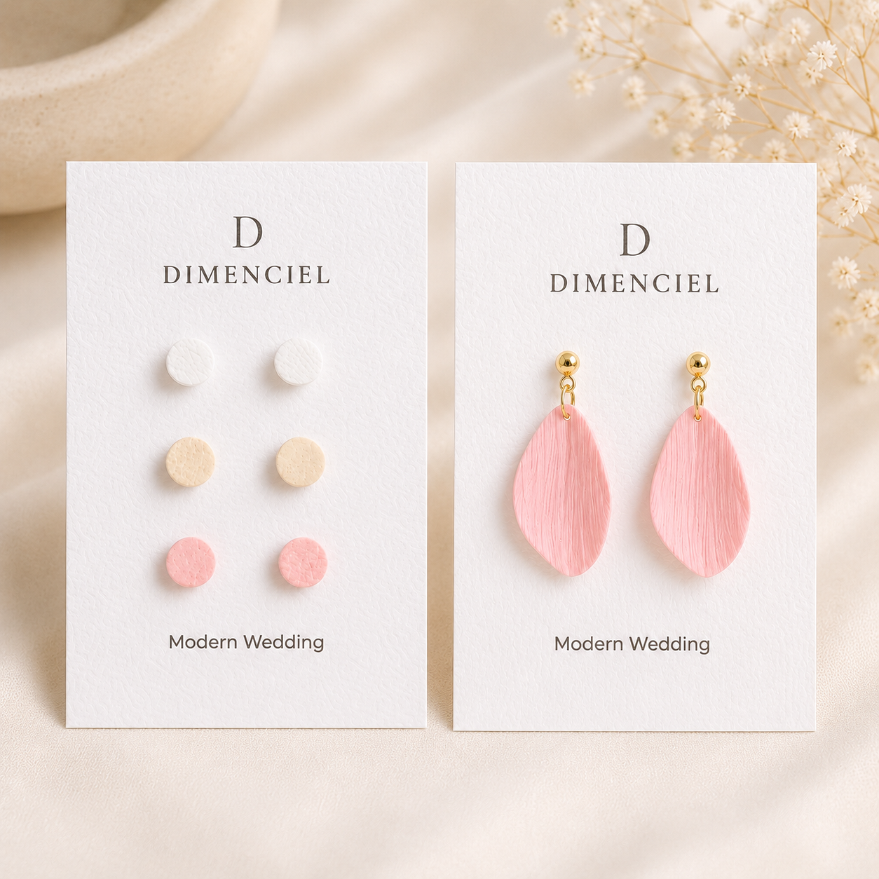 Modern Wedding Bundle — Circle Studs & Petal Drop Earrings