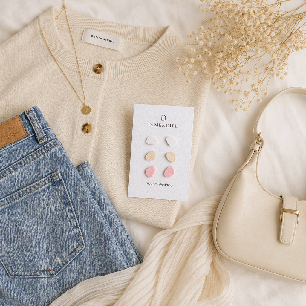 Modern Wedding Pebble Stud Set