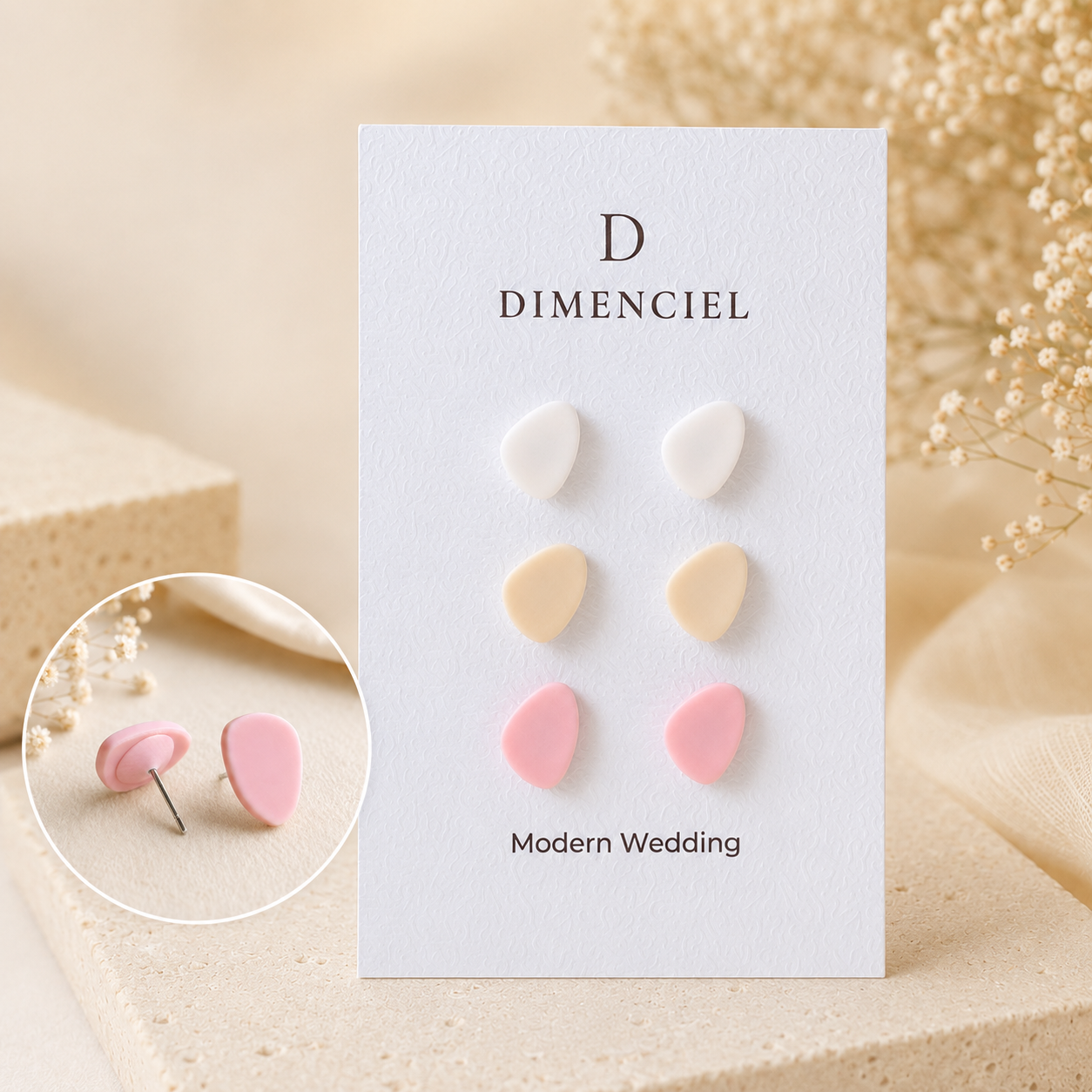 The Micro Pebble Trio in Modern Wedding | Pebble Stud Set