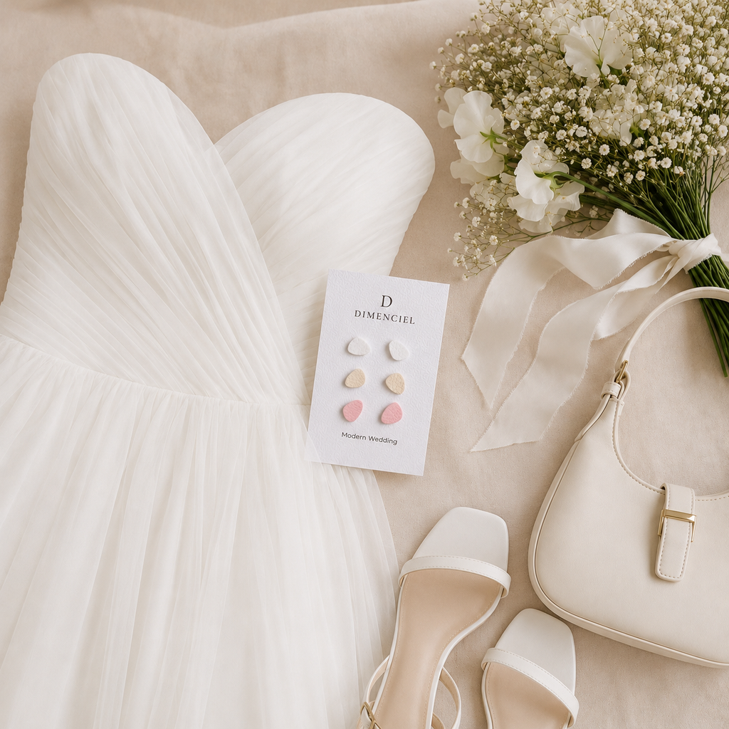 Modern Wedding Pebble Stud Set