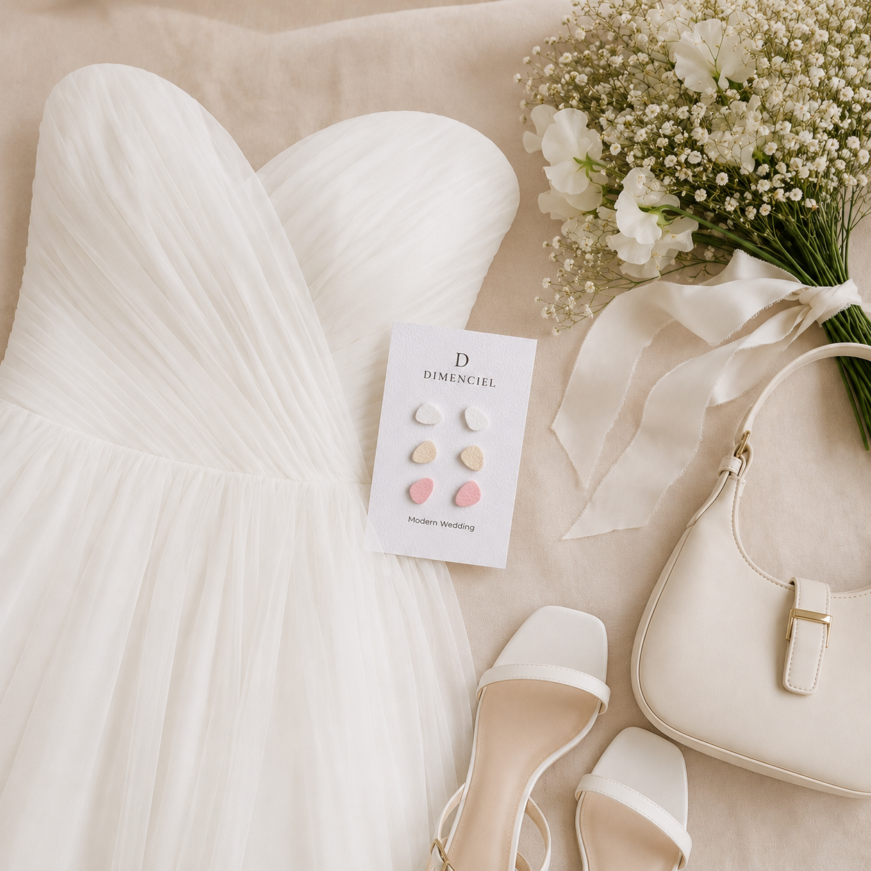 Modern Wedding Pebble Stud Set