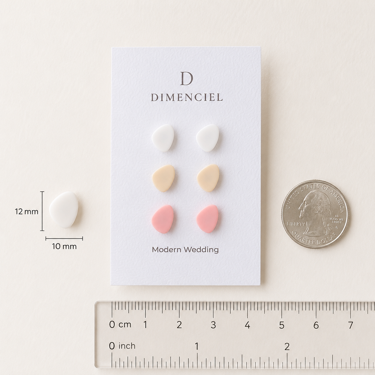The Micro Pebble Trio in Modern Wedding | Pebble Stud Set