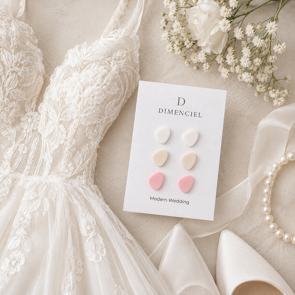 The Micro Pebble Trio in Modern Wedding | Pebble Stud Set