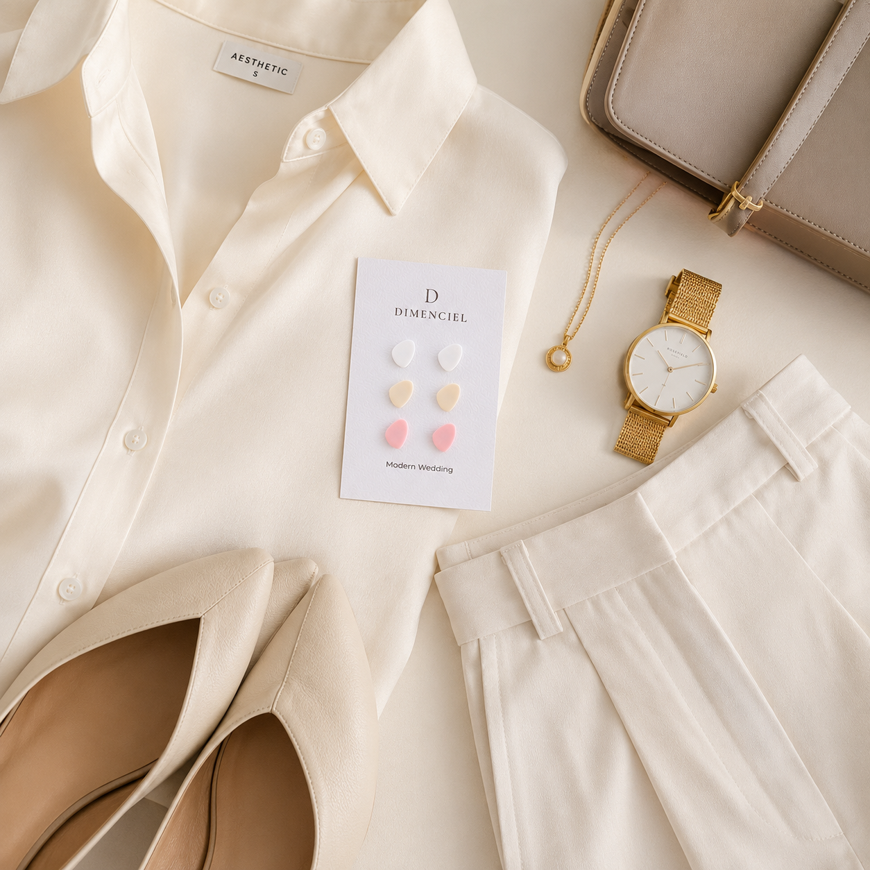 The Micro Pebble Trio in Modern Wedding | Pebble Stud Set