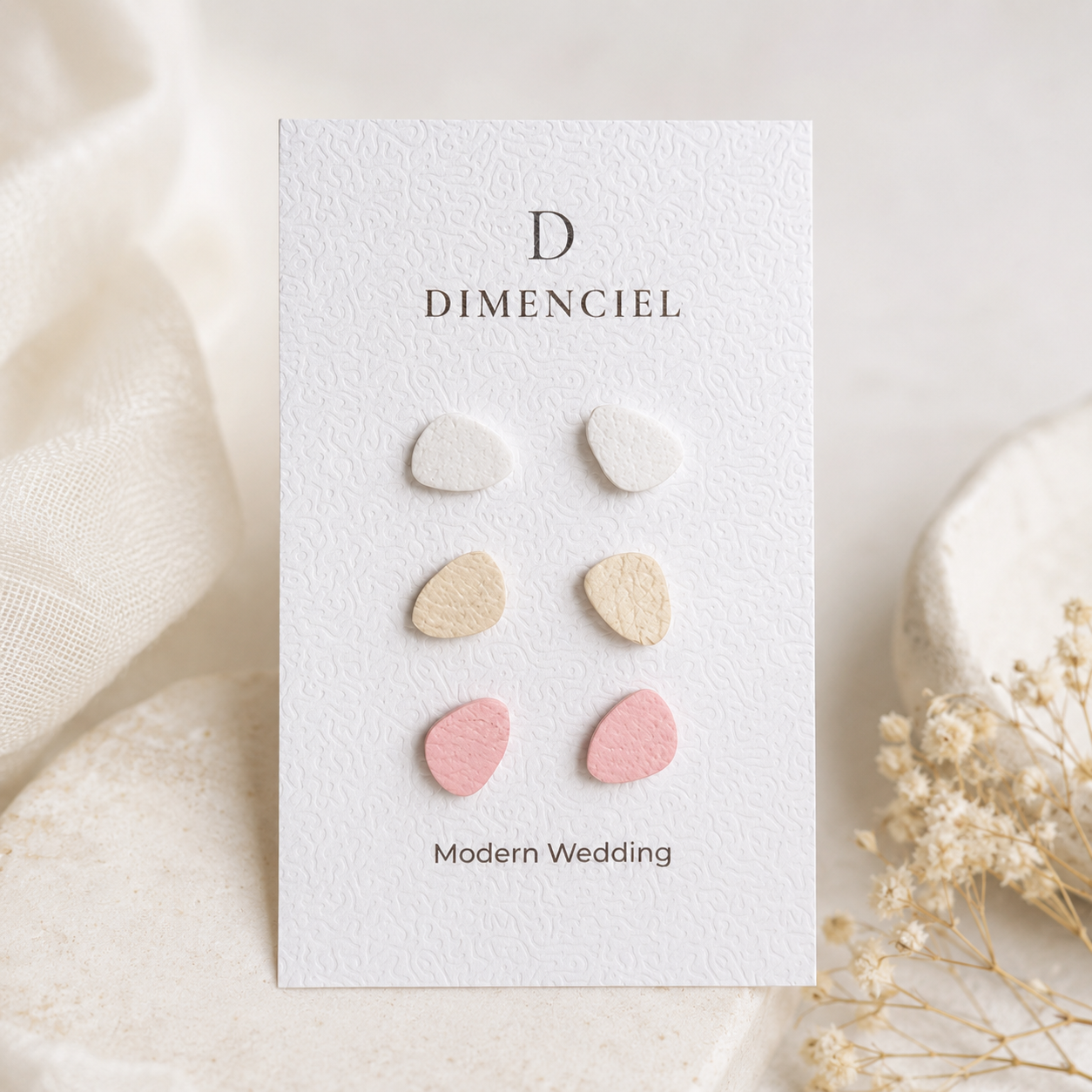 Modern Wedding Pebble Stud Set