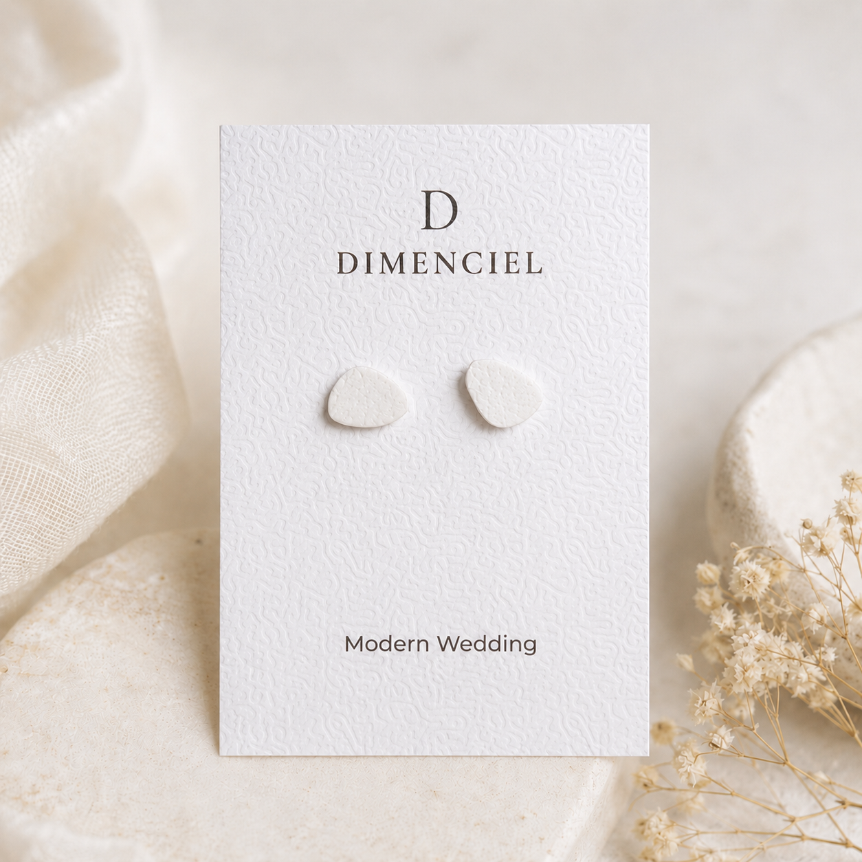 Modern Wedding Pebble Stud Set