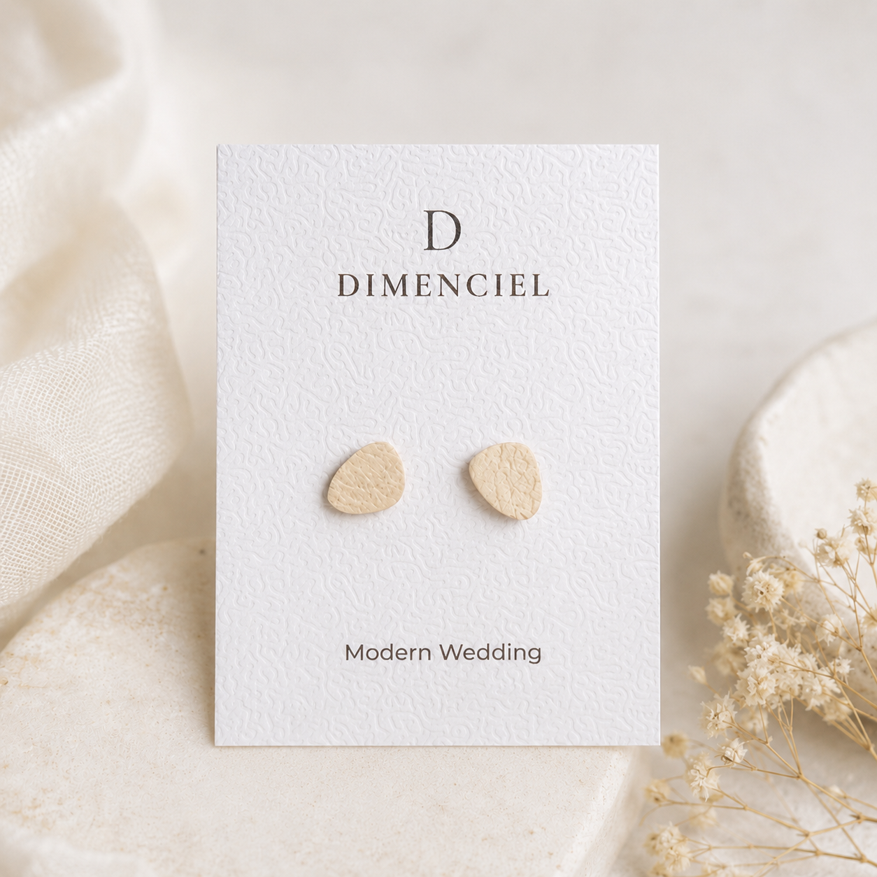 Modern Wedding Pebble Stud Set