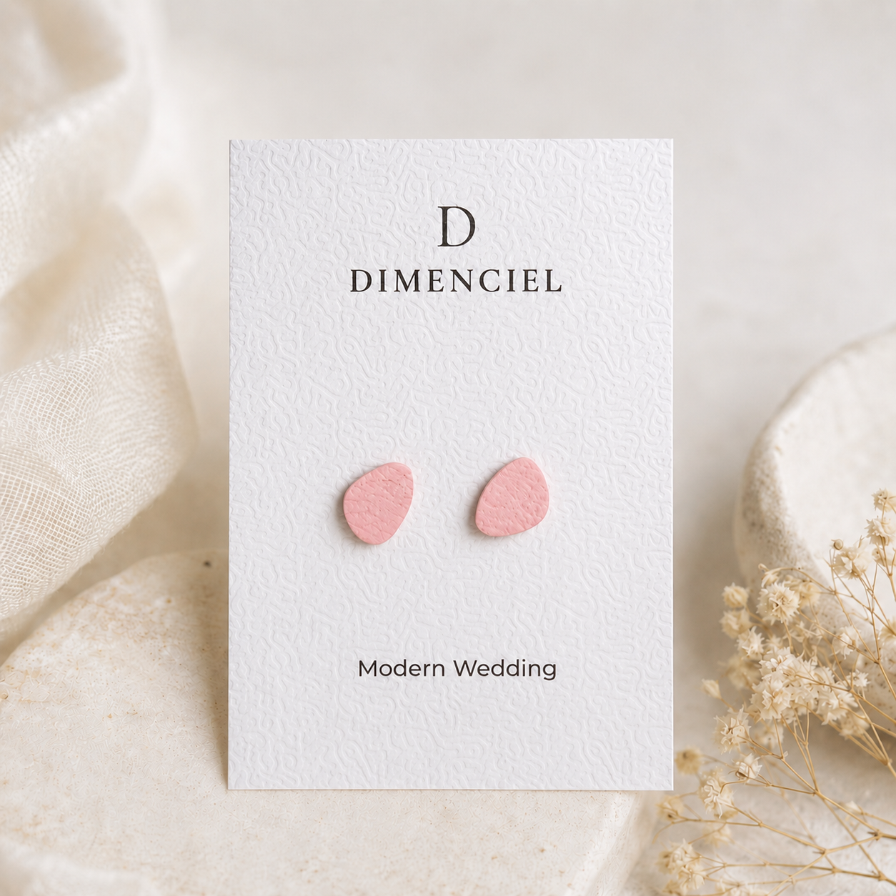 Modern Wedding Pebble Stud Set
