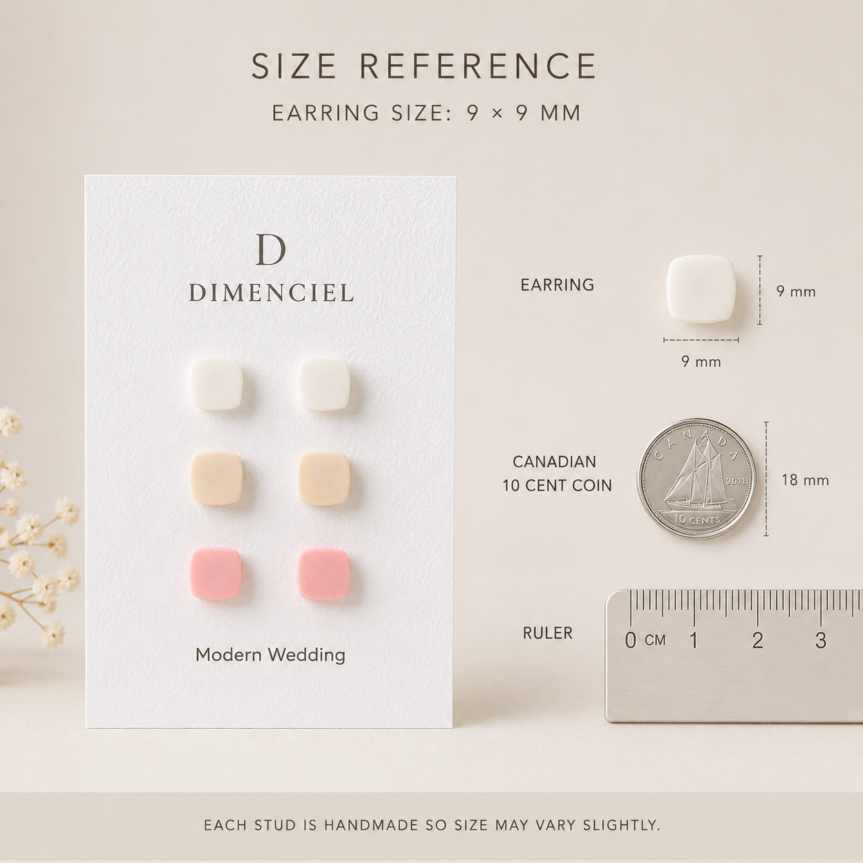 The Micro Cube Trio in Modern Wedding | Square Ear Studs Set