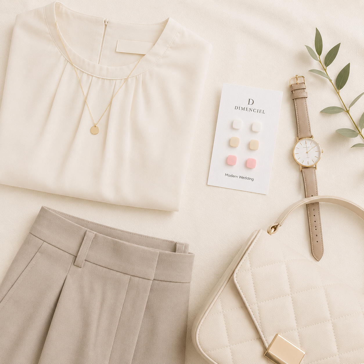 The Micro Cube Trio in Modern Wedding | Square Ear Studs Set