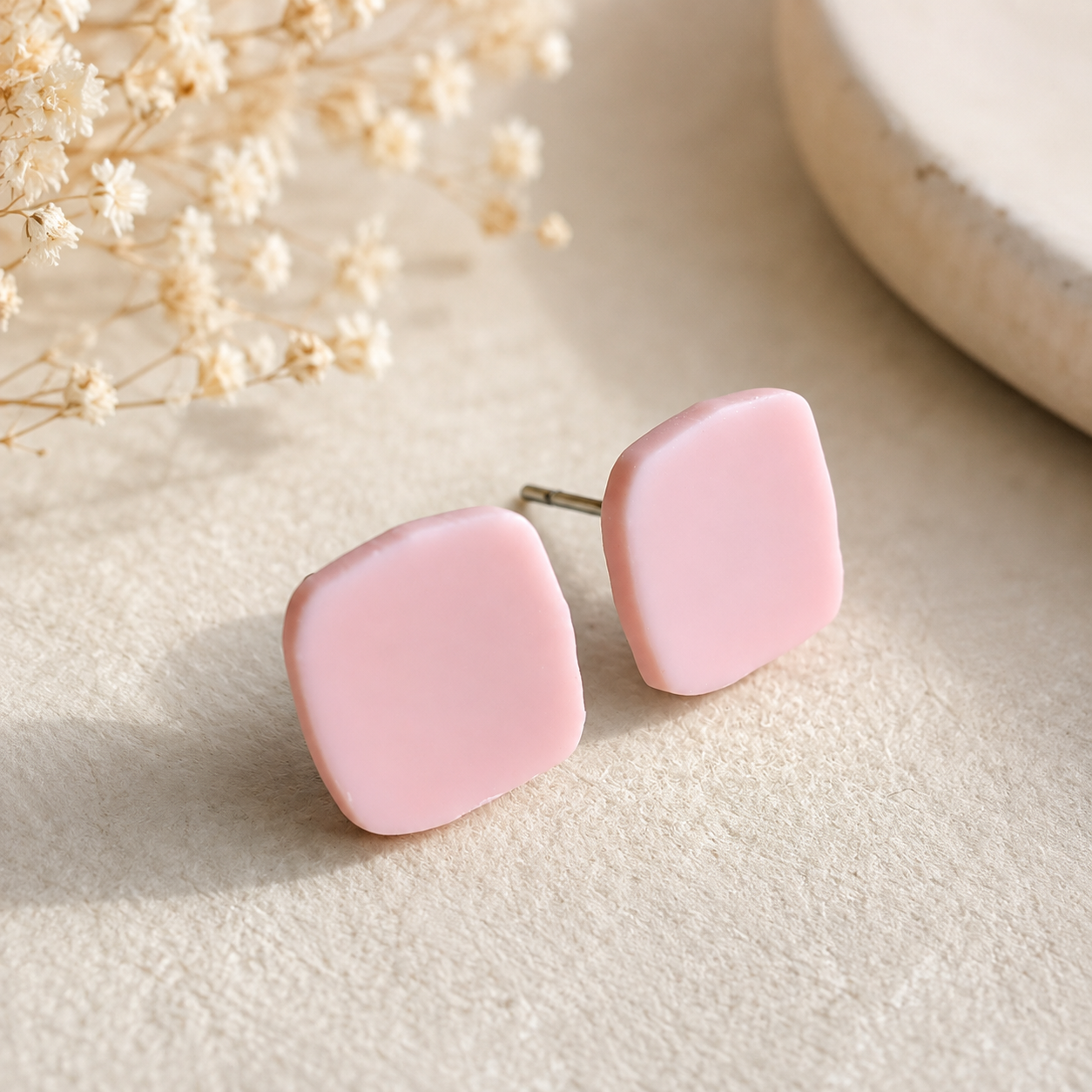 The Micro Cube Trio in Modern Wedding | Square Ear Studs Set