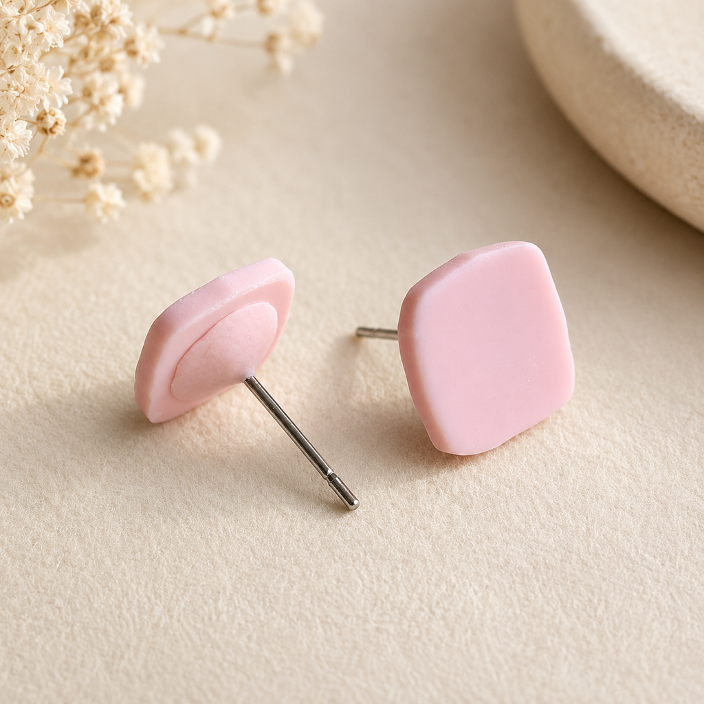 The Micro Cube Trio in Modern Wedding | Square Ear Studs Set