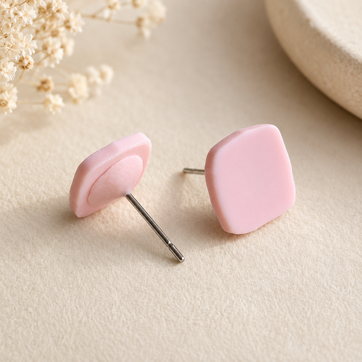 The Micro Cube Trio in Modern Wedding | Square Ear Studs Set