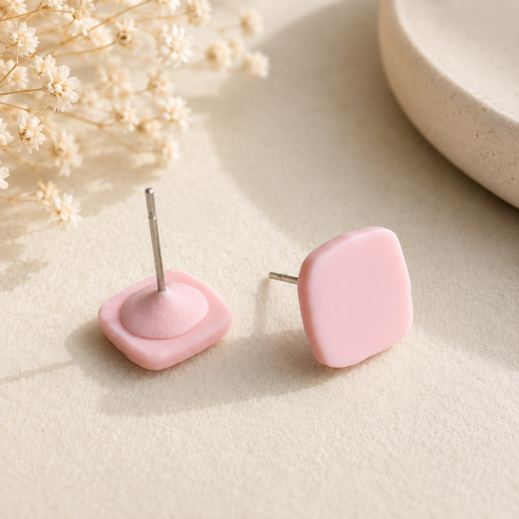 The Micro Cube Trio in Modern Wedding | Square Ear Studs Set