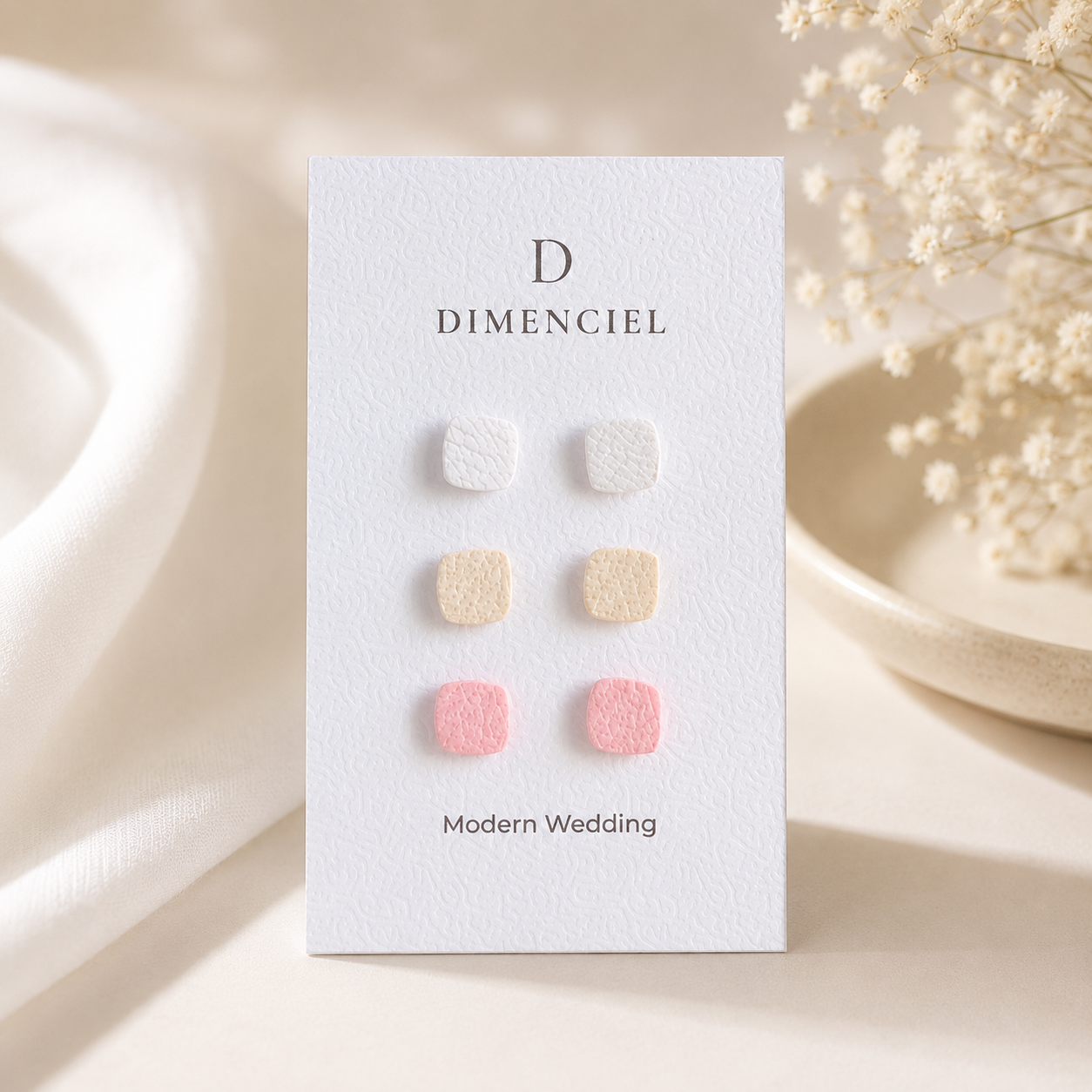 Modern Wedding Square Ear Studs Set