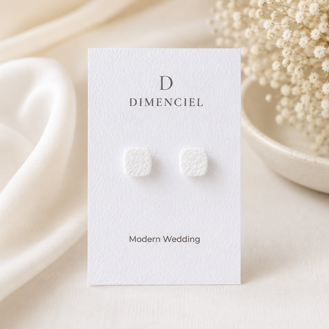 Modern Wedding Square Ear Studs Set