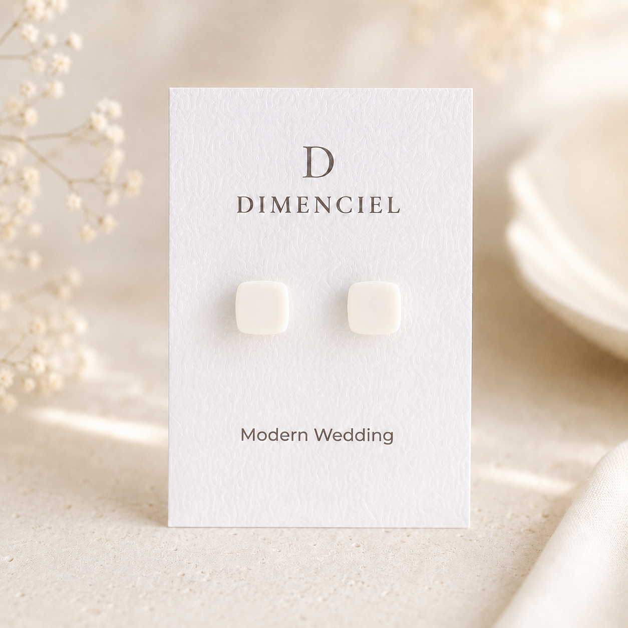 The Micro Cube Trio in Modern Wedding | Square Ear Studs Set