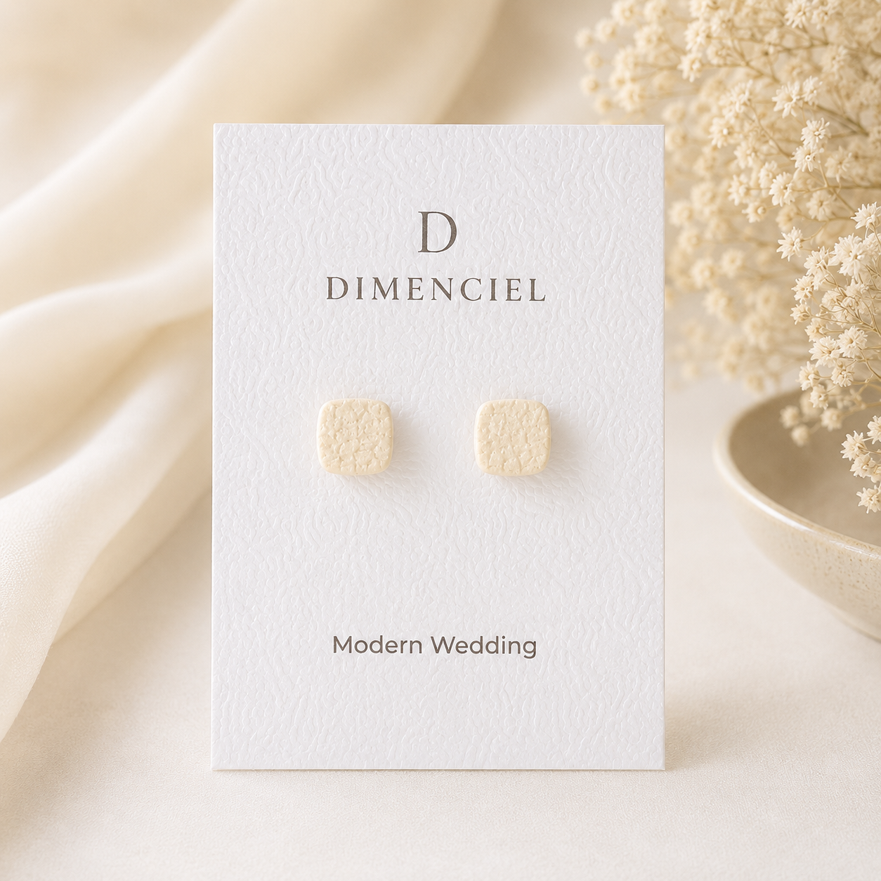 Modern Wedding Square Ear Studs Set