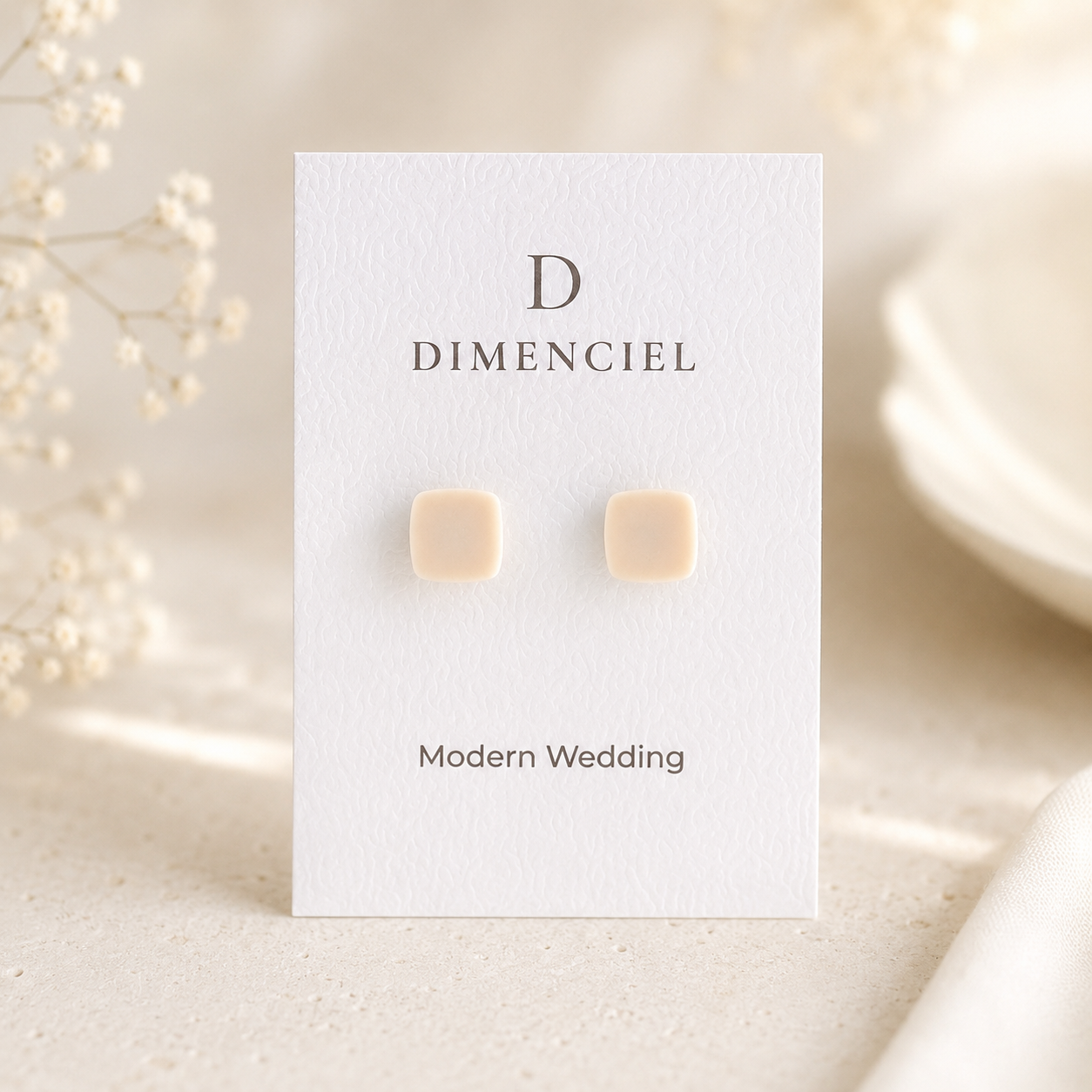 The Micro Cube Trio in Modern Wedding | Square Ear Studs Set