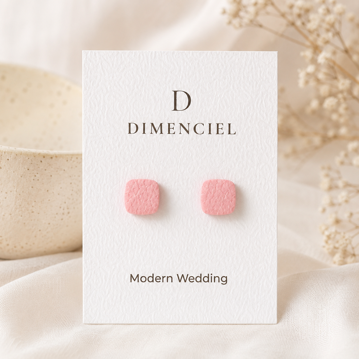 Modern Wedding Square Ear Studs Set
