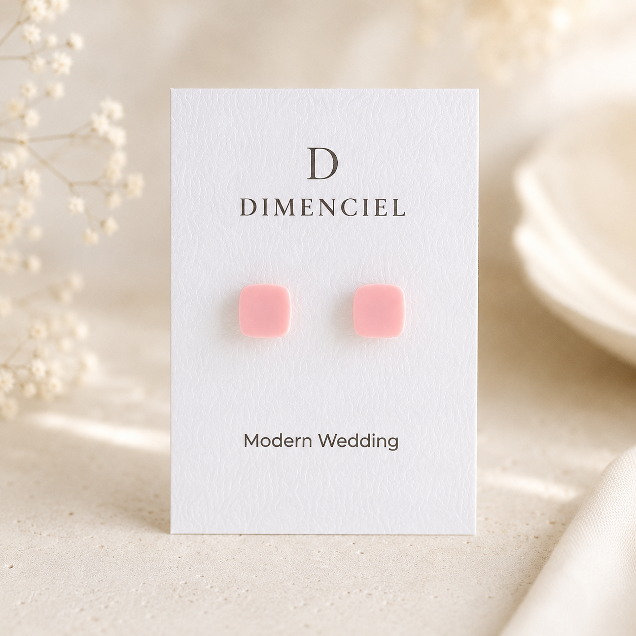 The Micro Cube Trio in Modern Wedding | Square Ear Studs Set