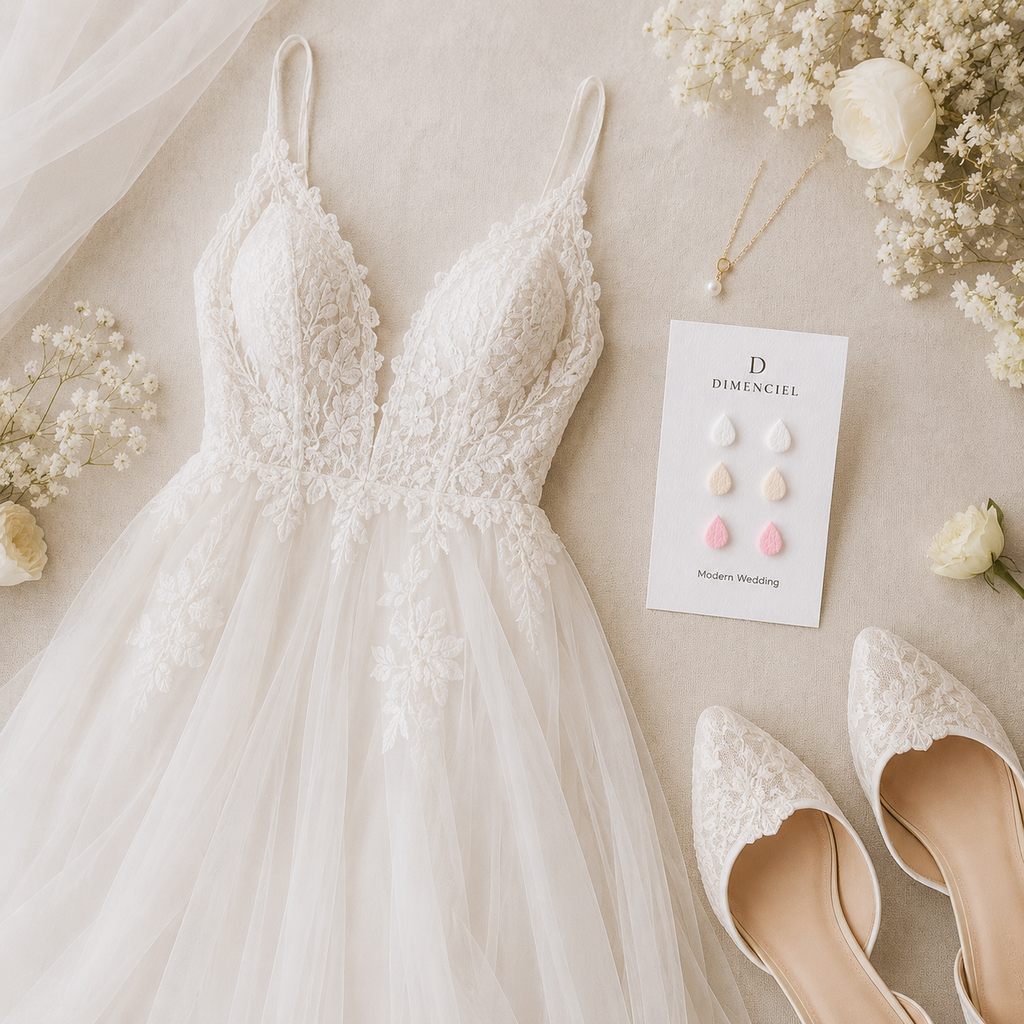 Modern Wedding Teardrop Ear Studs Set