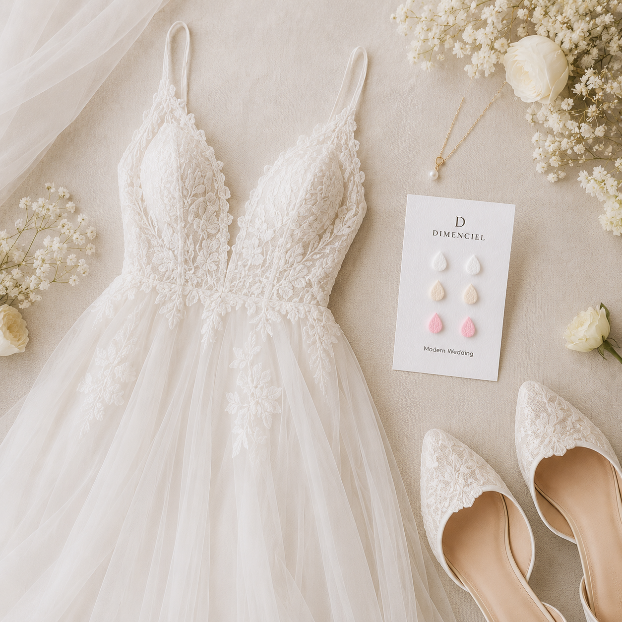 Modern Wedding Teardrop Ear Studs Set