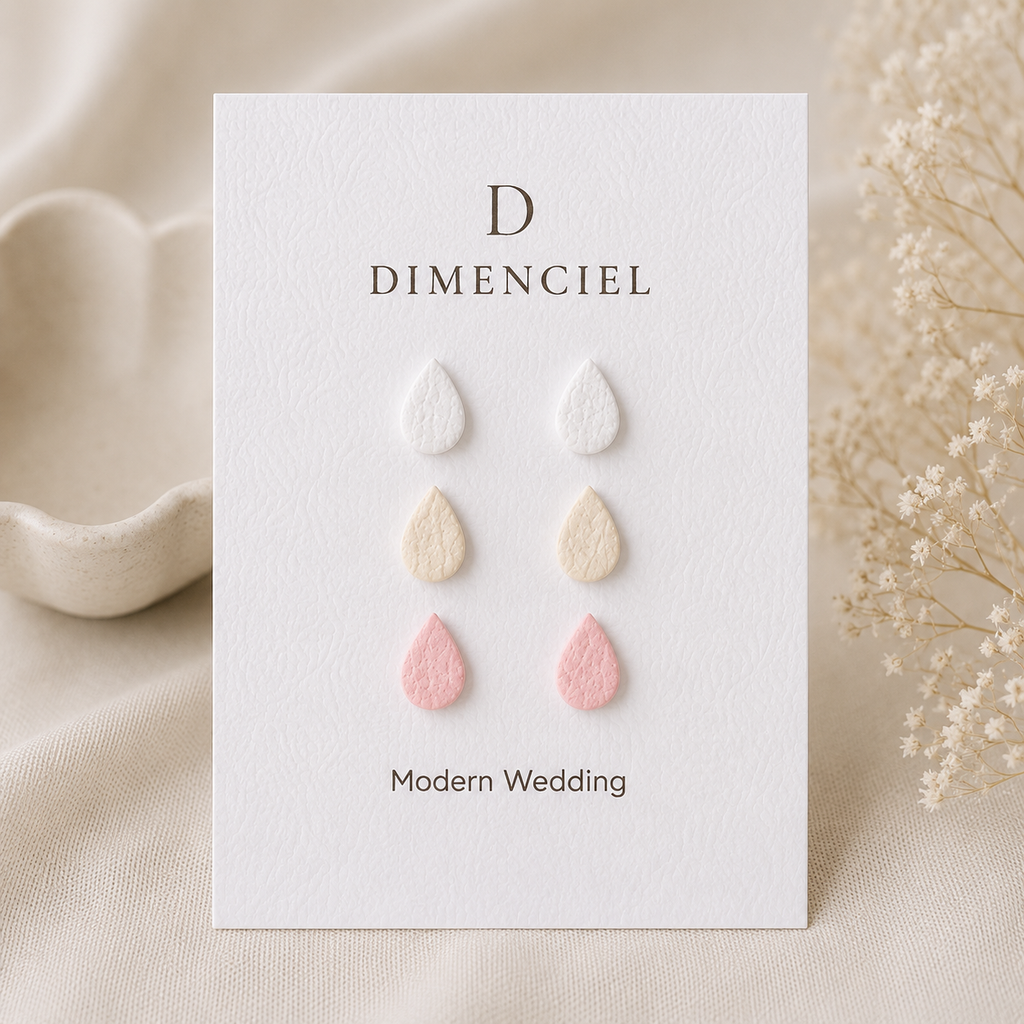 Modern Wedding Teardrop Ear Studs Set
