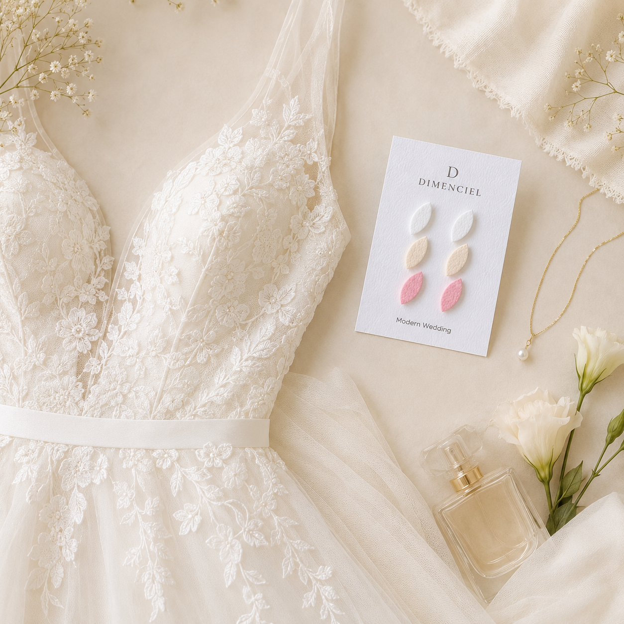 Modern Wedding Leaf Ear Studs Set